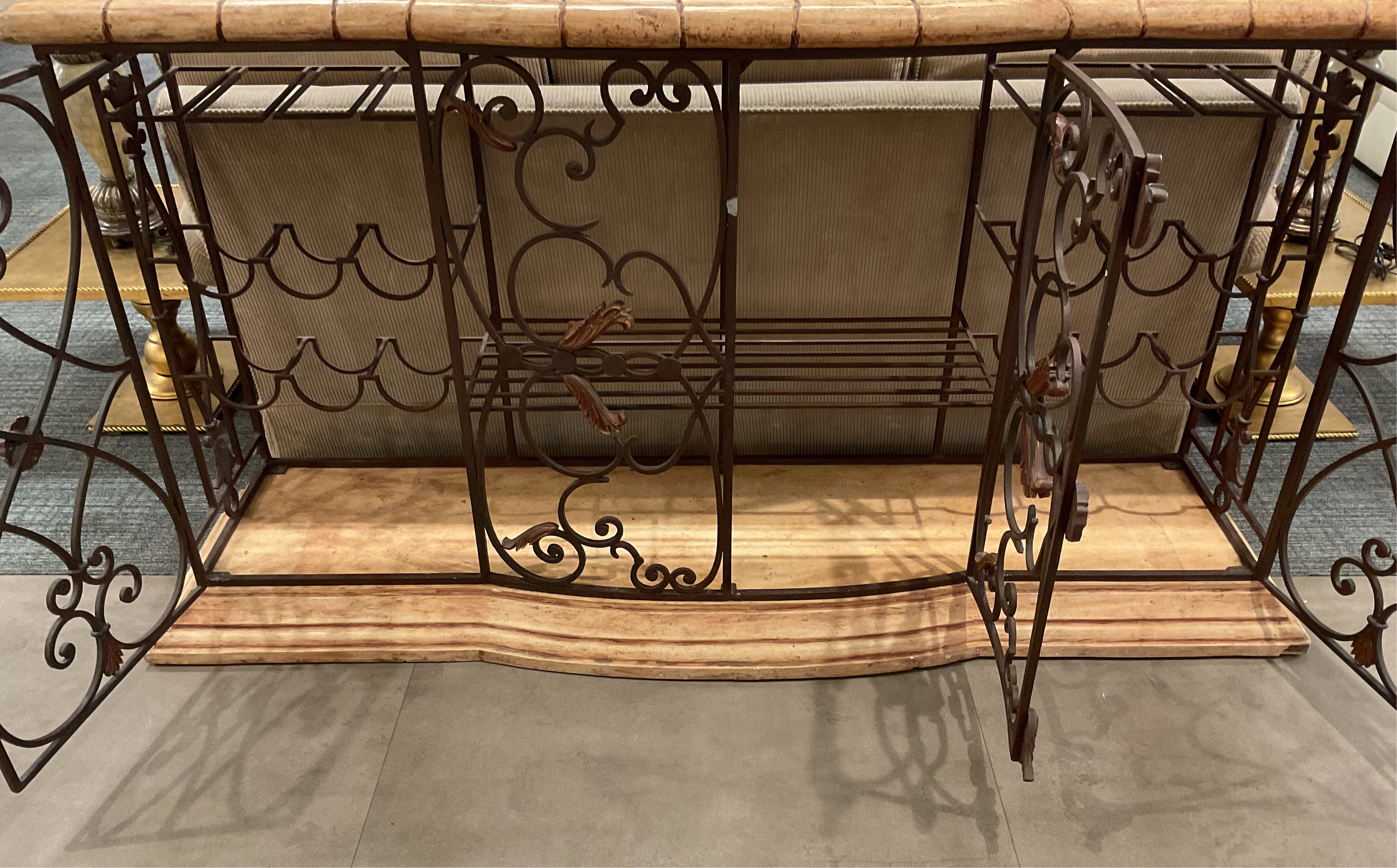 Vintage Wrought Iron Console Table W/ Wine Rack - Image 8